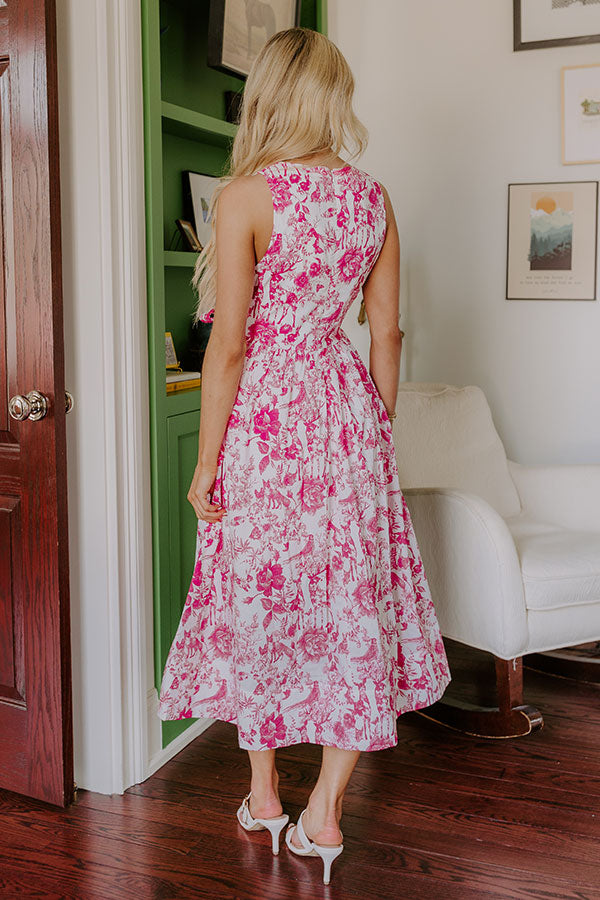 French Courtyard Floral Midi Dress