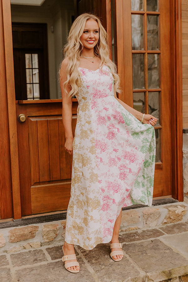 Loving Gaze Floral Color Block Maxi Dress