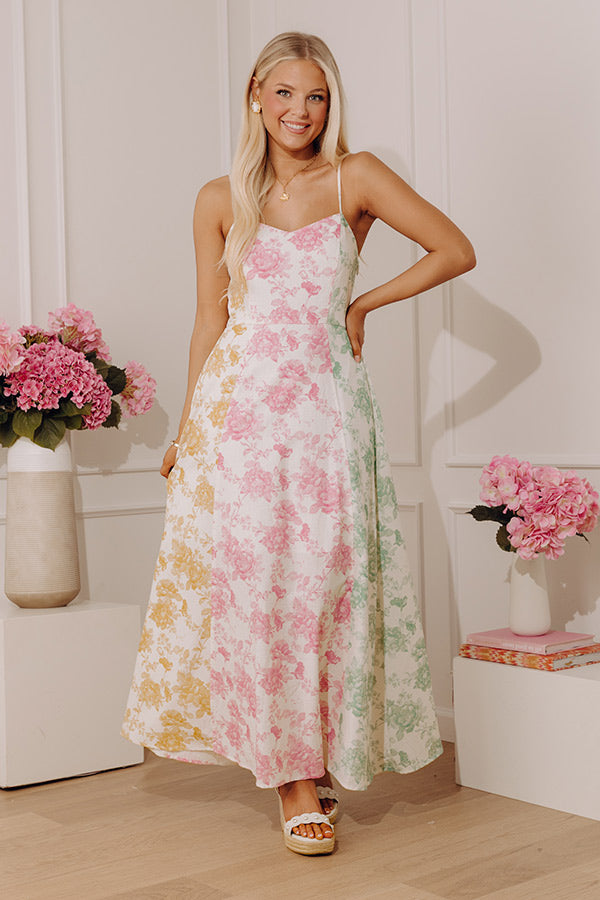 Loving Gaze Floral Color Block Maxi Dress Image - 1