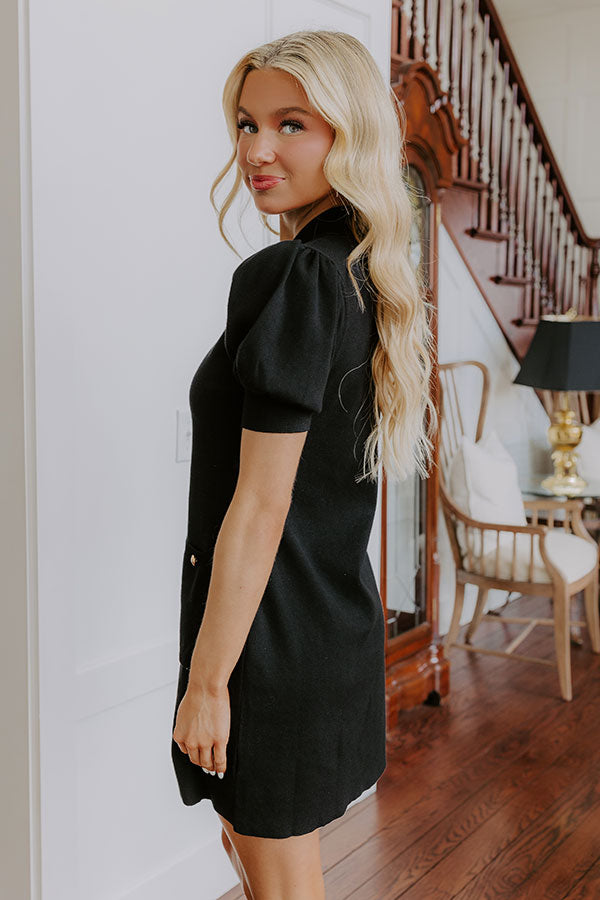 Vino On The Patio Knit Mini Dress in Black M / Black