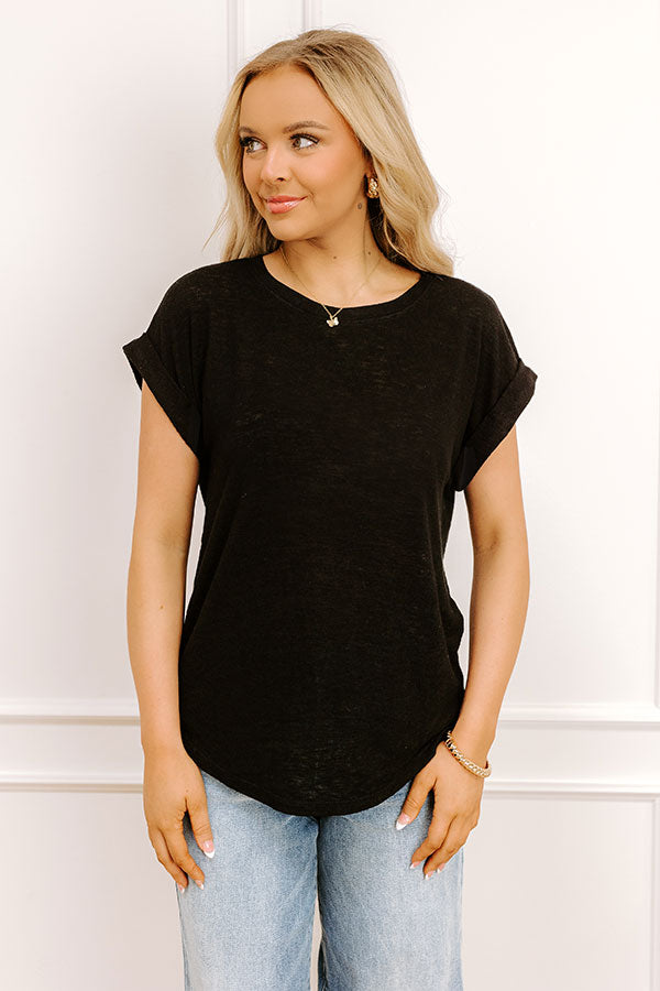 Casual Couture Knit Tee in Black   