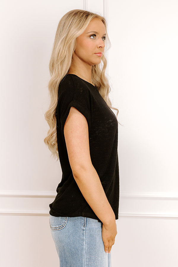 Casual Couture Knit Tee in Black   