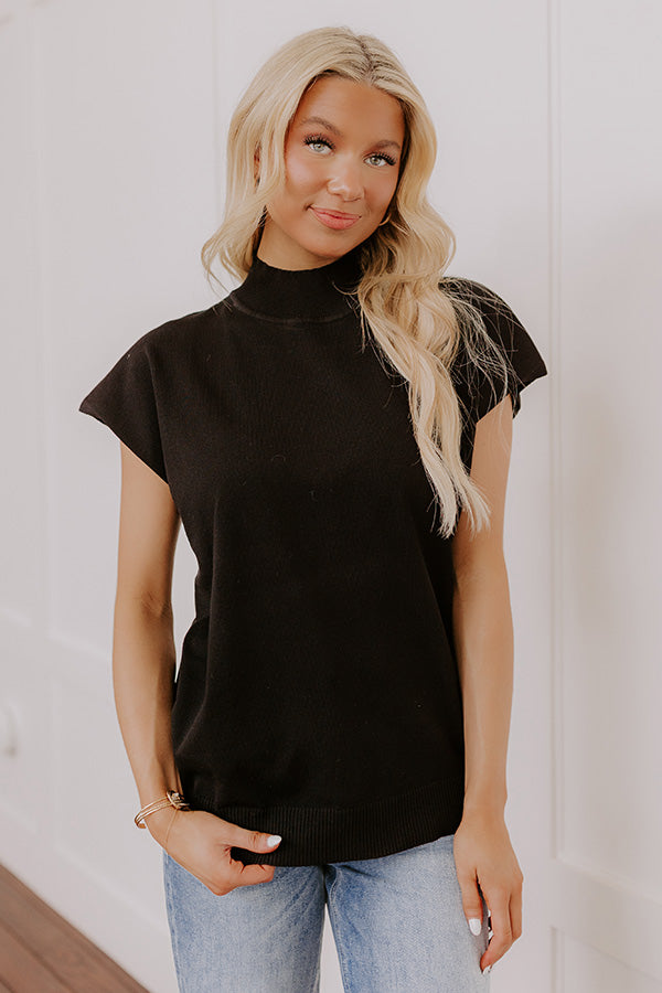 Statement Piece Knit Top in Black