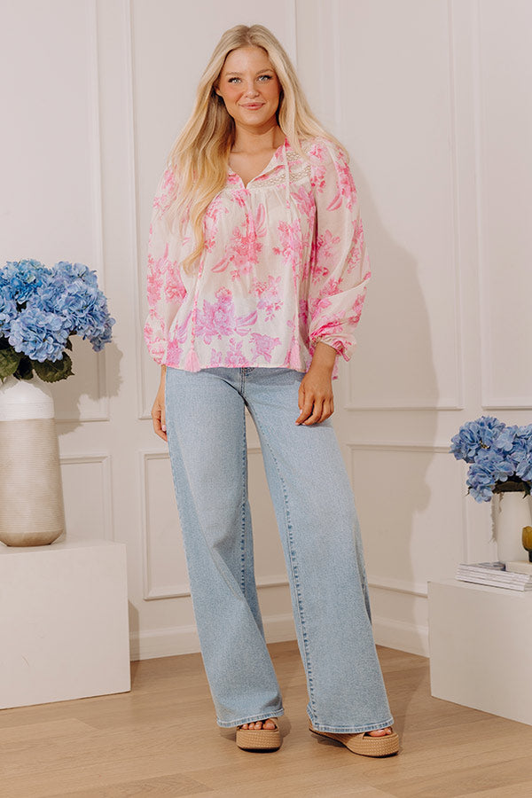 Garden Serenade Floral Top in Pink Image - 1