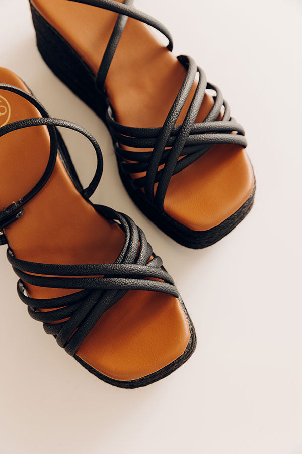 The Kinsley Faux Leather Wedge in Black Image - 3