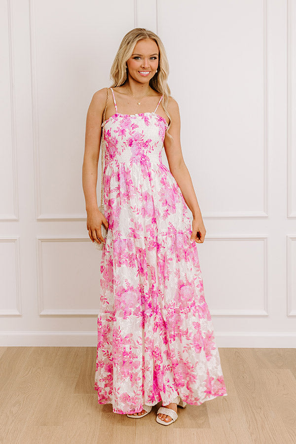 English Rose Smocked Lace Maxi Dress   