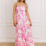  pink English Rose Smocked Lace Maxi Dress 