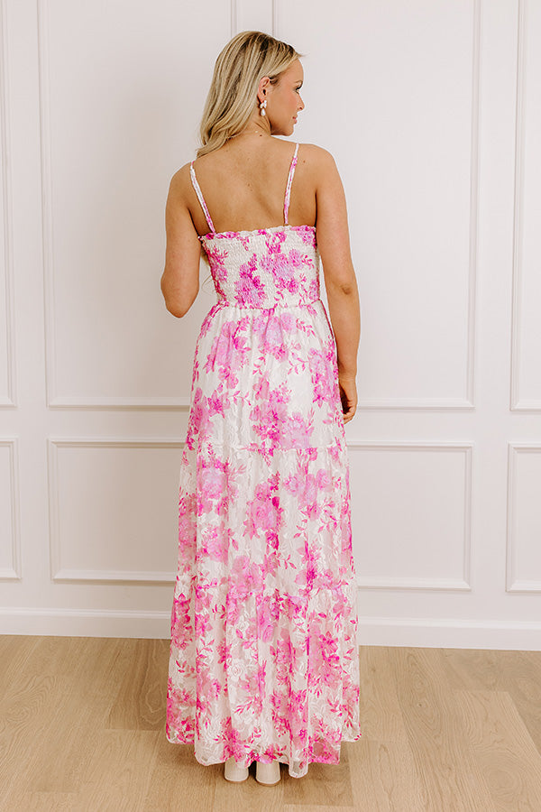 English Rose Smocked Lace Maxi Dress   