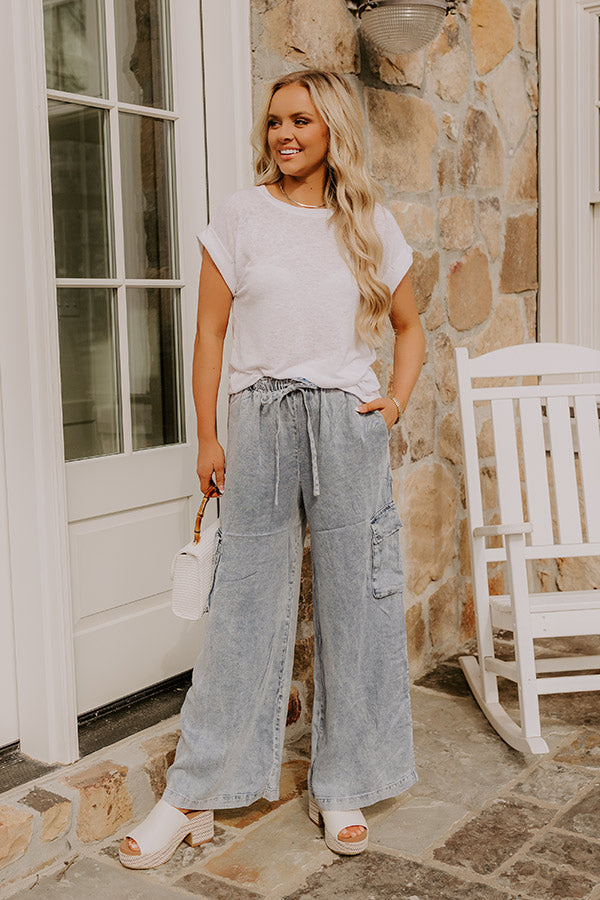 The Nova High Waist Chambray Cargo Pants