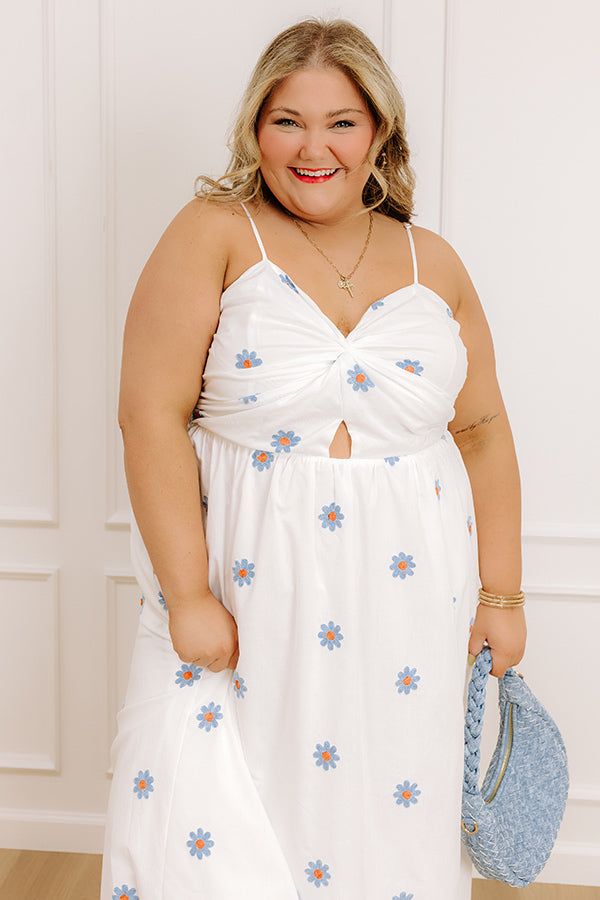 Daisy Does It Embroidered Maxi Dress Curves 3XL / White Daisy Does It Embroidered Maxi Dress Curves 3XL / White