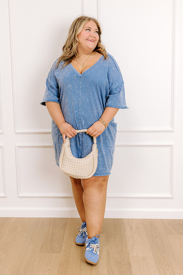 Easy To Style Vintage Wash Romper in Blue Curves