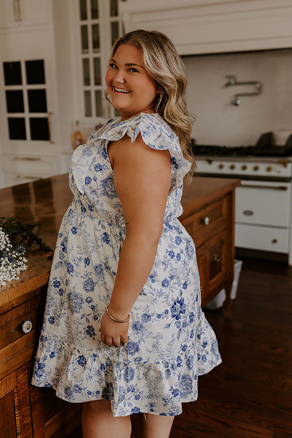 Whimsical Daydream Floral Smocked Mini Dress Curves 1XL / blue Whimsical Daydream Floral Smocked Mini Dress Curves 1XL / blue