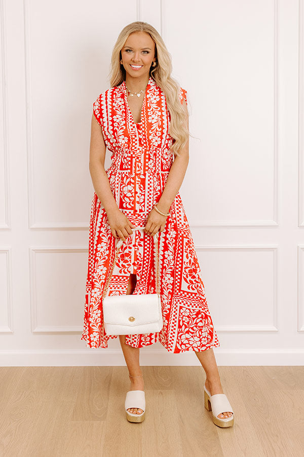 Hawaii Holiday Floral Midi Dress in Red M / Red Hawaii Holiday Floral Midi Dress in Red M / Red