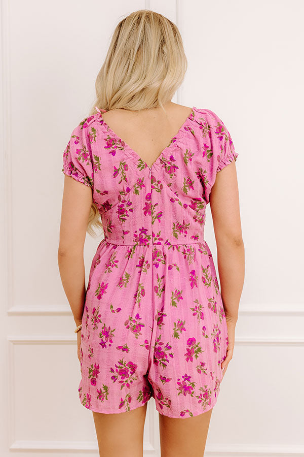 Romance In The Air Floral Romper in Blush   