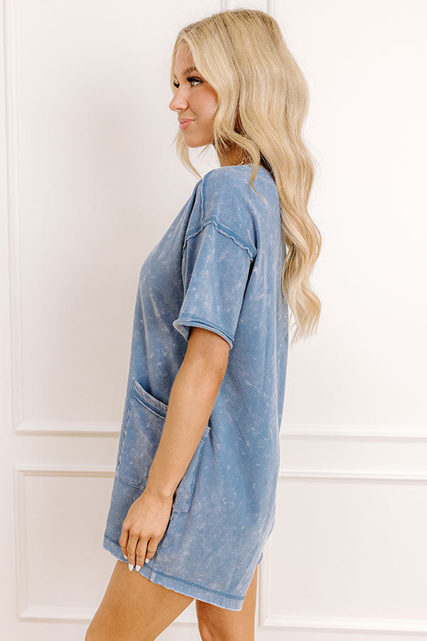 Easy To Style Vintage Wash Romper in Blue