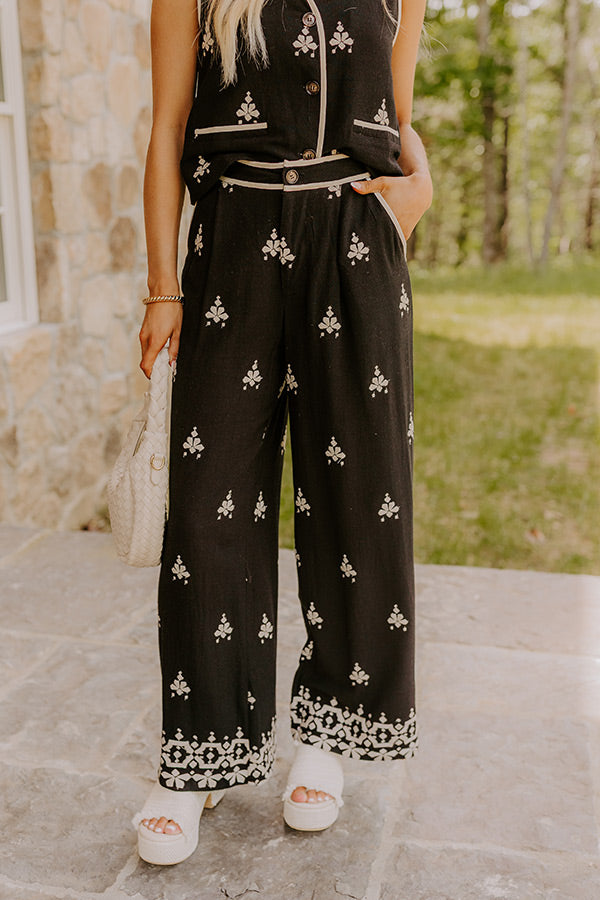 Vacay Vibes High Waist Embroidered Wide Leg Pants Image - 2