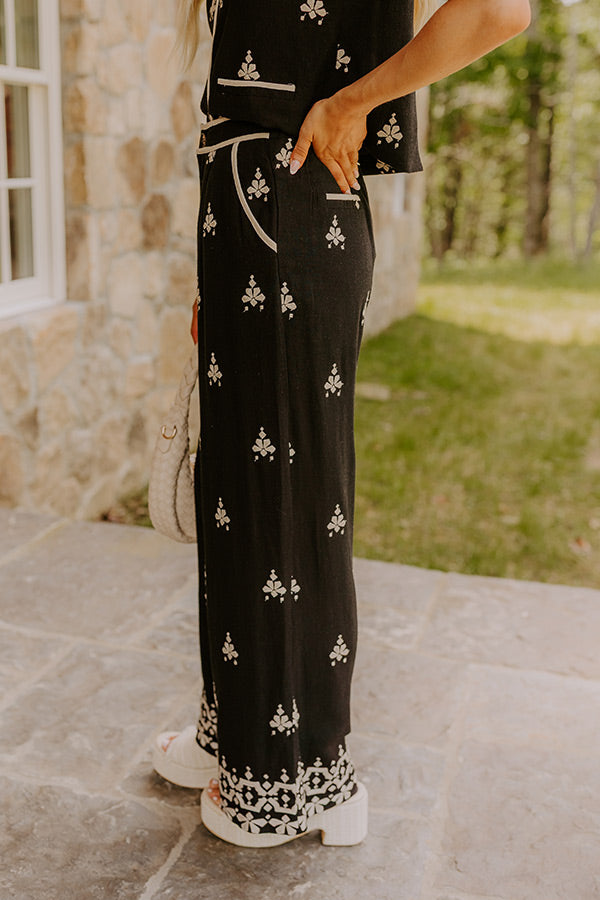 Vacay Vibes High Waist Embroidered Wide Leg Pants Image - 4
