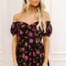  black Romance In The Air Floral Romper in Black 