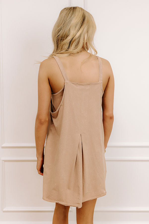 Beach Day Vintage Wash Romper Dress in Iced Mocha