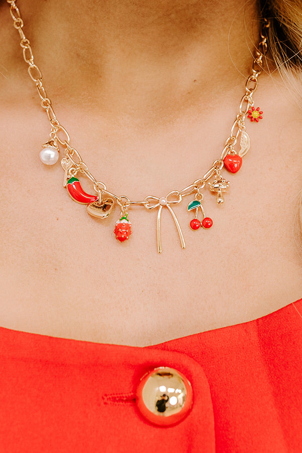 Strawberry Kisses Charm Necklace gold Bracha Sacred Heart Necklace 