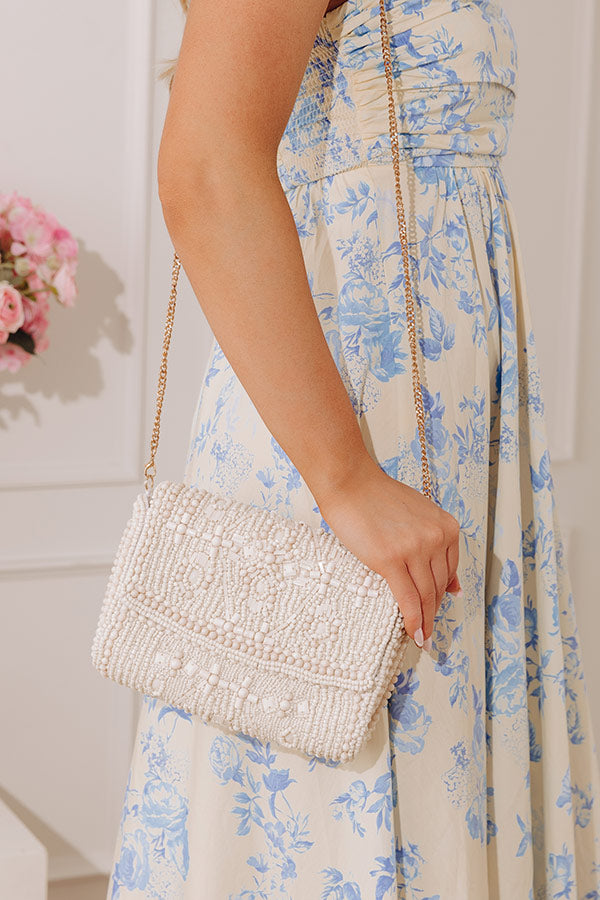 Vacay Mode Embellished Purse in White