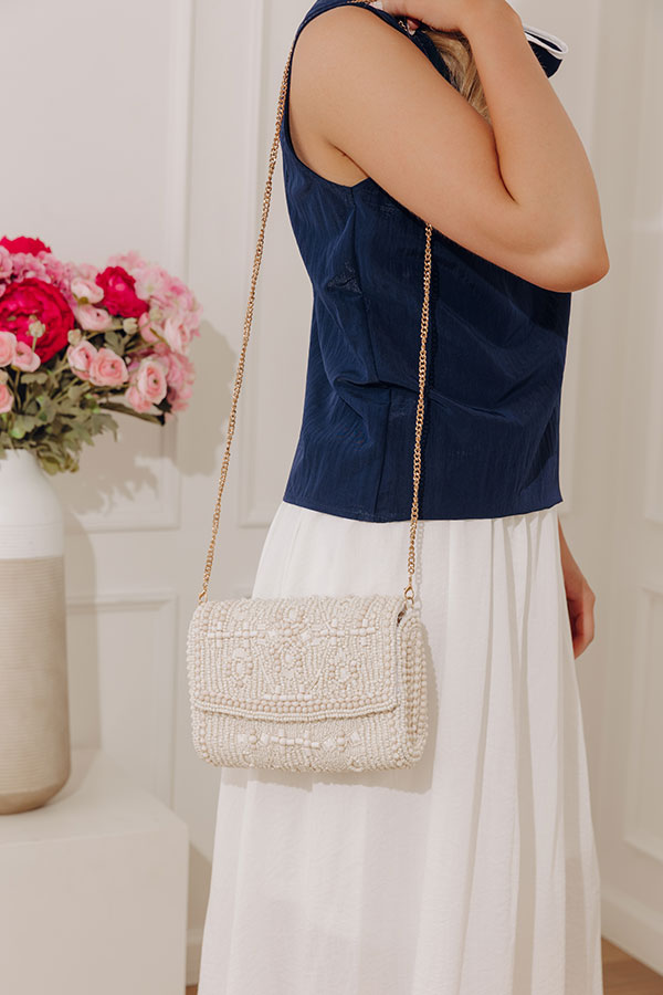 Vacay Mode Embellished Purse in White