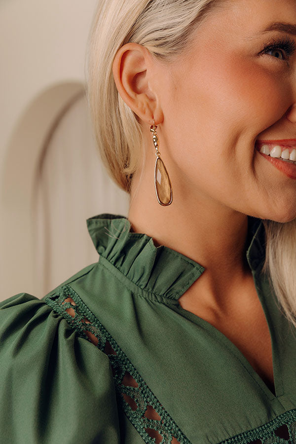 Charming Smile Drop Earrings in Mocha