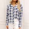  blue Countryside Charm Oversized Plaid Button Up 