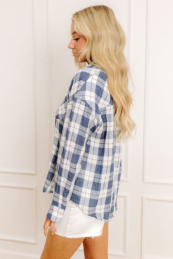 Countryside Charm Oversized Plaid Button Up   