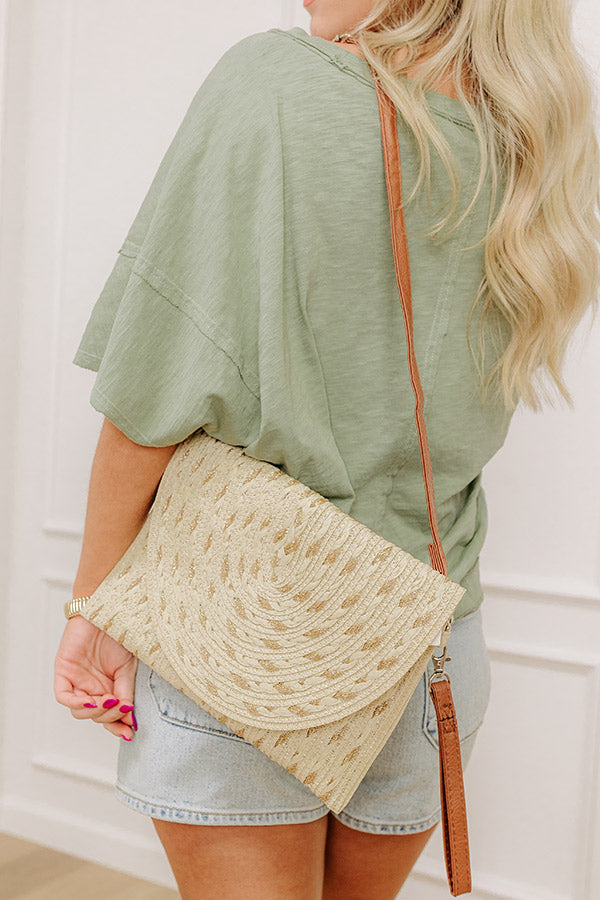 Cocktail Hour Raffia Woven Clutch in Beige