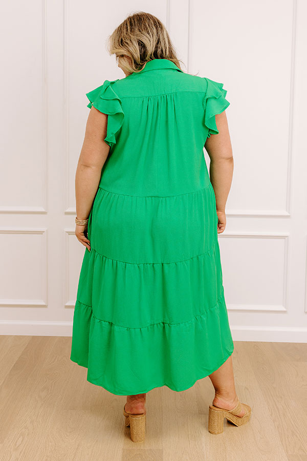Sunny Spritzer Tiered Midi Dress in Kelly Green Curves XL / kelly-green Sunny Spritzer Tiered Midi Dress in Kelly Green Curves XL / kelly-green