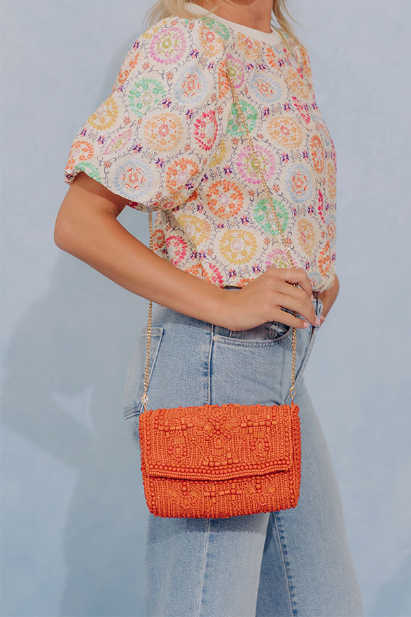 Vacay Mode Embellished Purse in Orange Image - 1