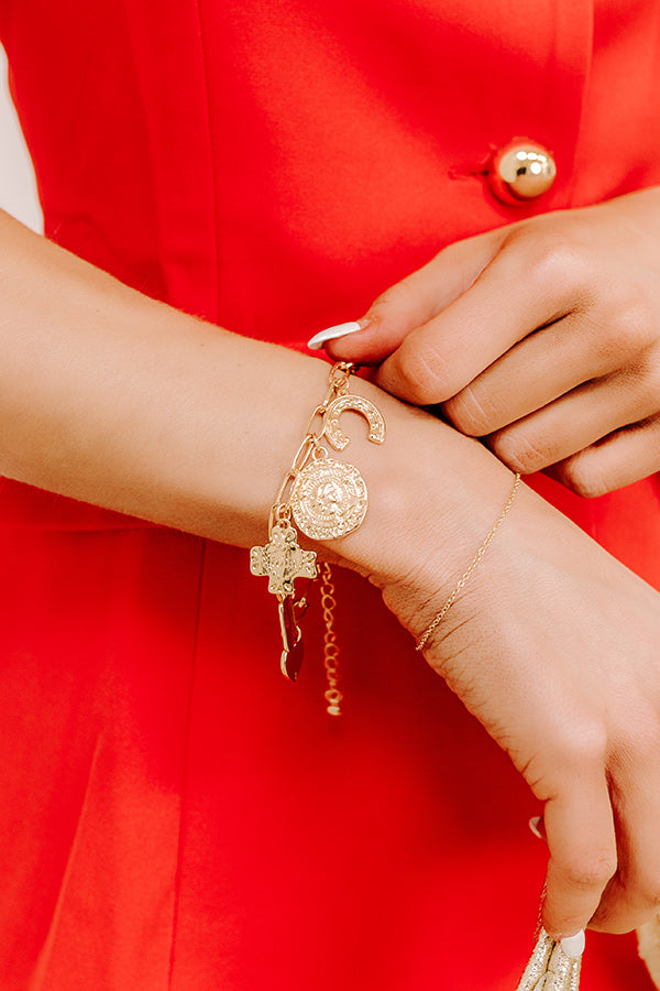 Oh So Charmed Bracelet gold Cherished Love Layered Necklace in Gold 