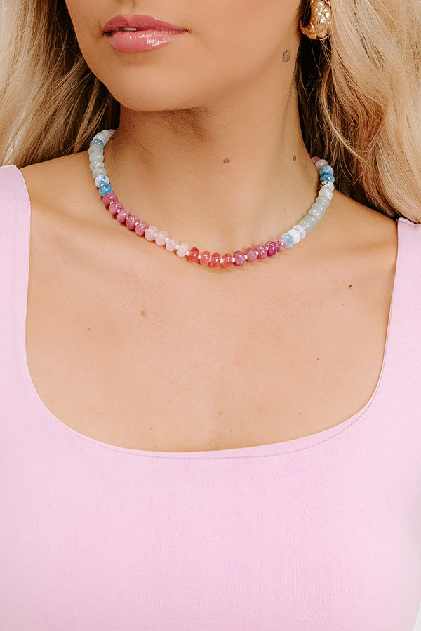 Calm Energy Semi Precious Necklace in Pink