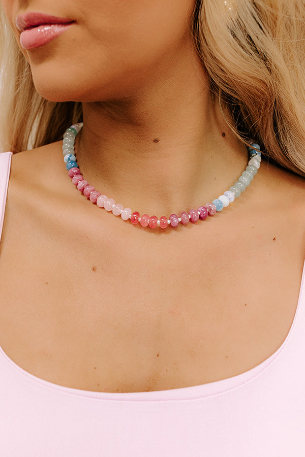 Calm Energy Semi Precious Necklace in Pink