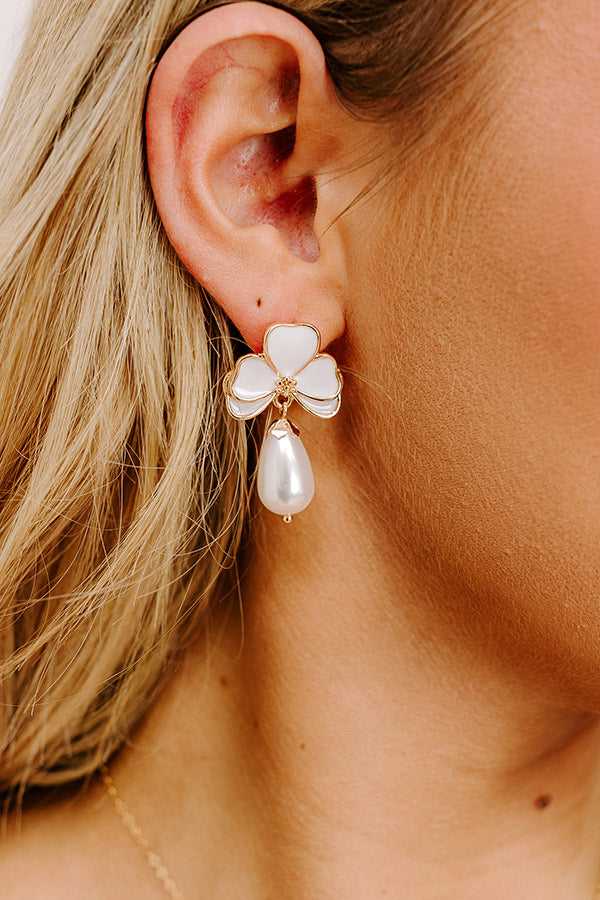 Garden Glam Earrings in White   