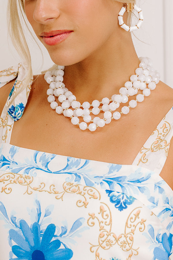 Lady Luck Layered Necklace in White ocean-blue Margaritas Please Wide Leg Jumpsuit 