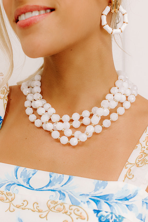 Lady Luck Layered Necklace in White   