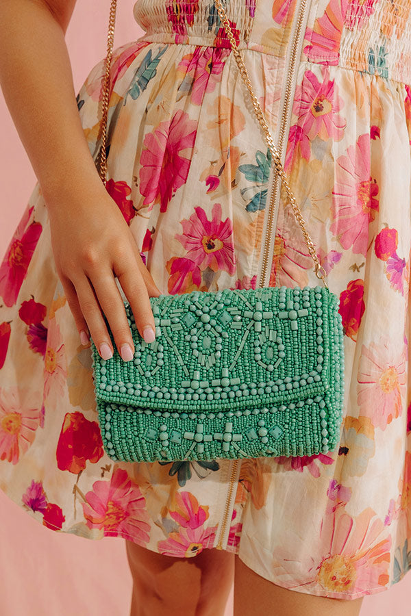 Vacay Mode Embellished Purse in Turquoise