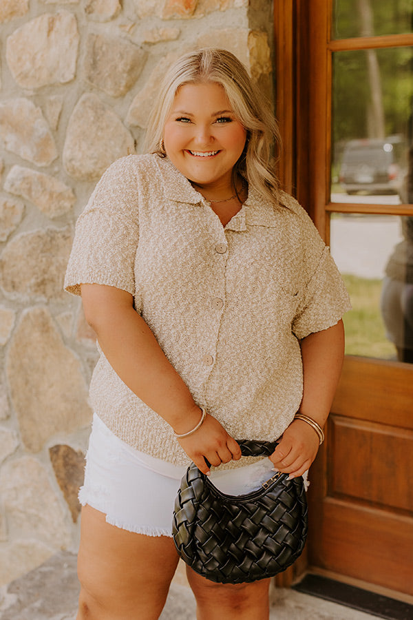 Latte Sippin Knit Button Up Curves