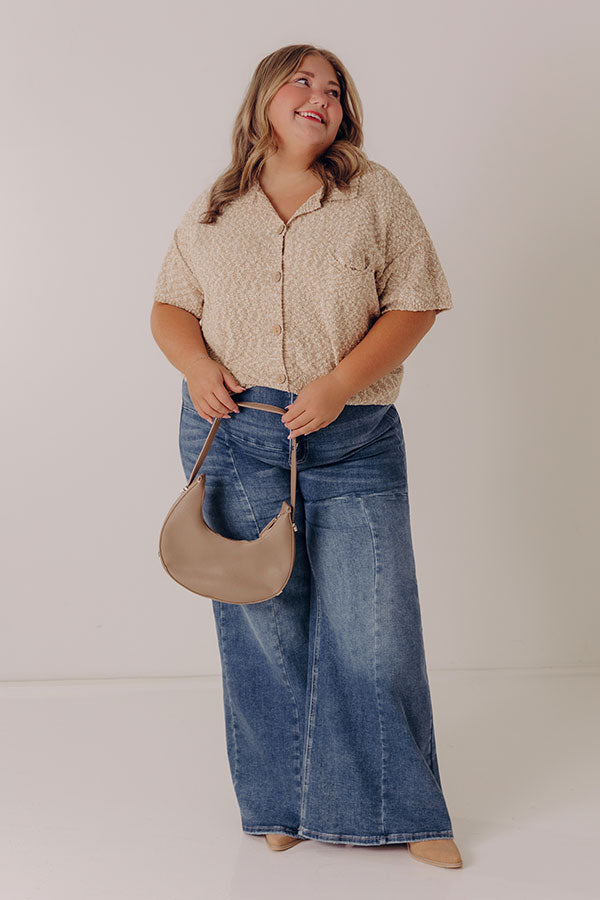 Latte Sippin Knit Button Up Curves Image - 2