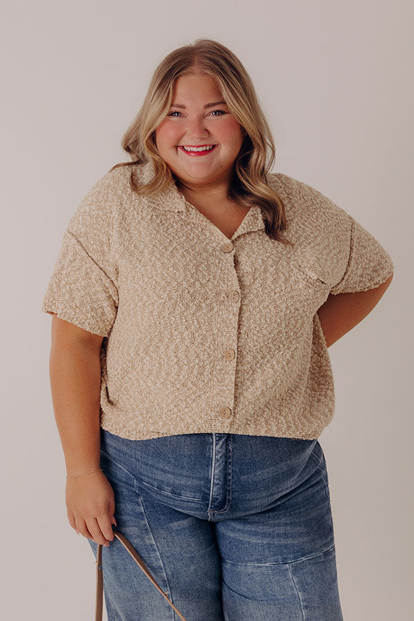 Latte Sippin Knit Button Up Curves Image - 1