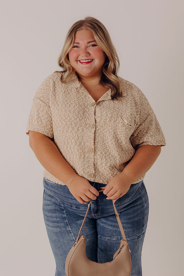 Latte Sippin Knit Button Up Curves Image - 3