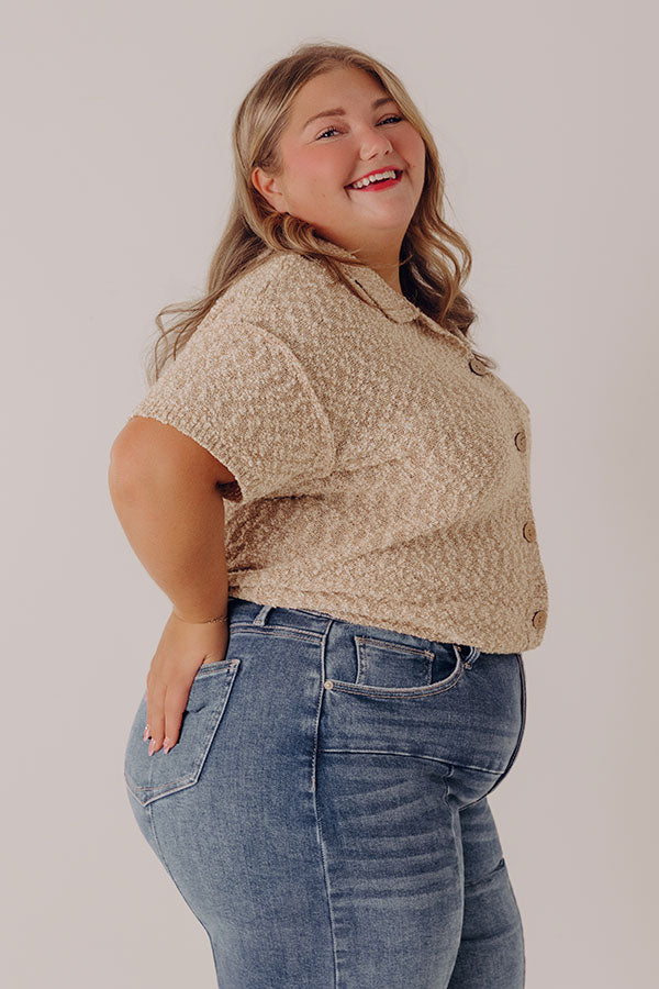 Latte Sippin Knit Button Up Curves Image - 4