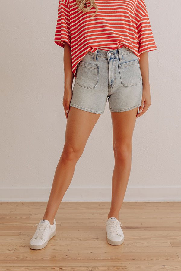 Just USA Libby High Waist Shorts in Light Wash Image - 1