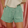 The Eden High Waist Gingham Shorts in Green Image - 1