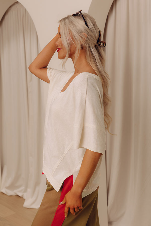 Keeping It Casual Heathered Tee in Cream Image - 2
