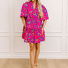  hot-pink Charmed Feeling Floral Mini Dress in Hot Pink 