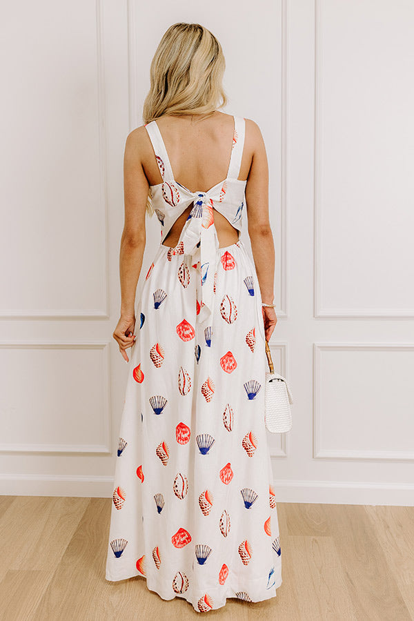 Seashells And Sunshine Linen-Blend Maxi Dress S / White Seashells And Sunshine Linen-Blend Maxi Dress S / White
