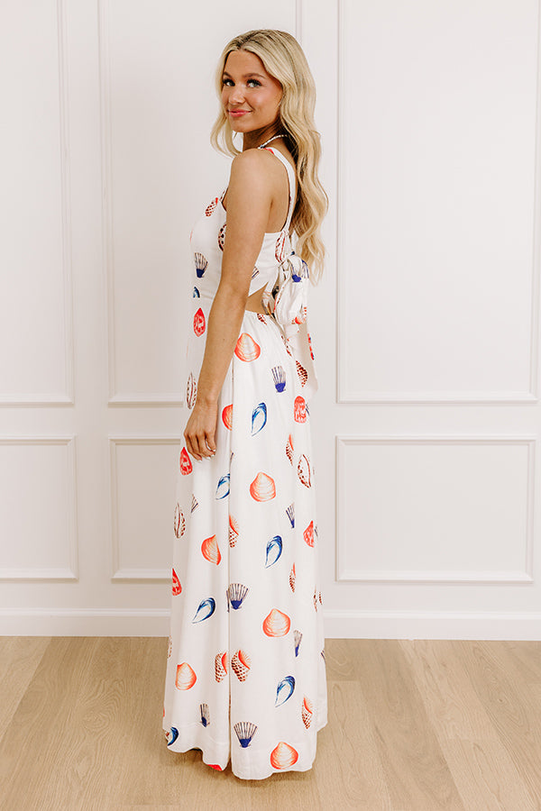 Seashells And Sunshine Linen-Blend Maxi Dress